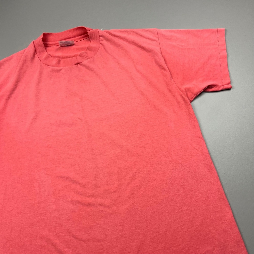 Hanes T Shirt Mens L Pink Heavyweight 50/50 Short Sleeve Crew Neck Vintage Blank